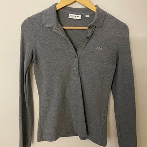 Lacoste Grey LS Polo - 34 (XS)